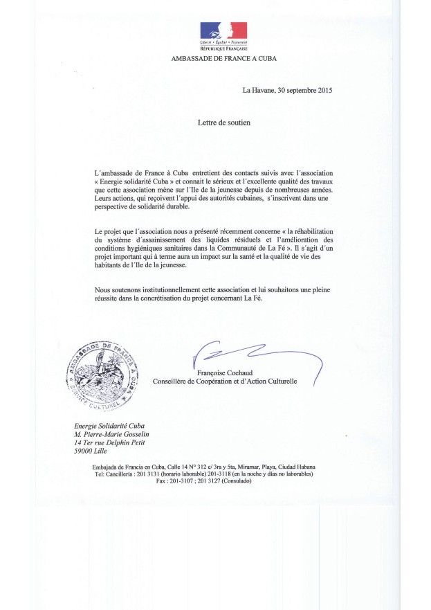 Soutien Ambassade de France  Cuba